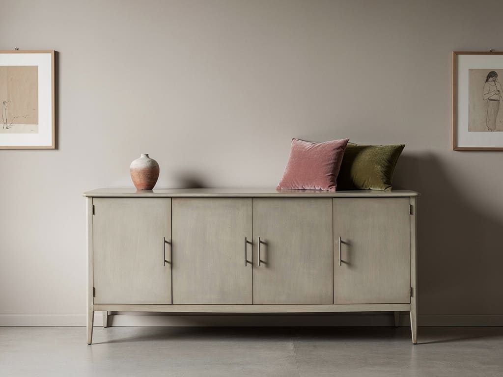 Credenza restaurata con finitura colorata e nuove maniglie